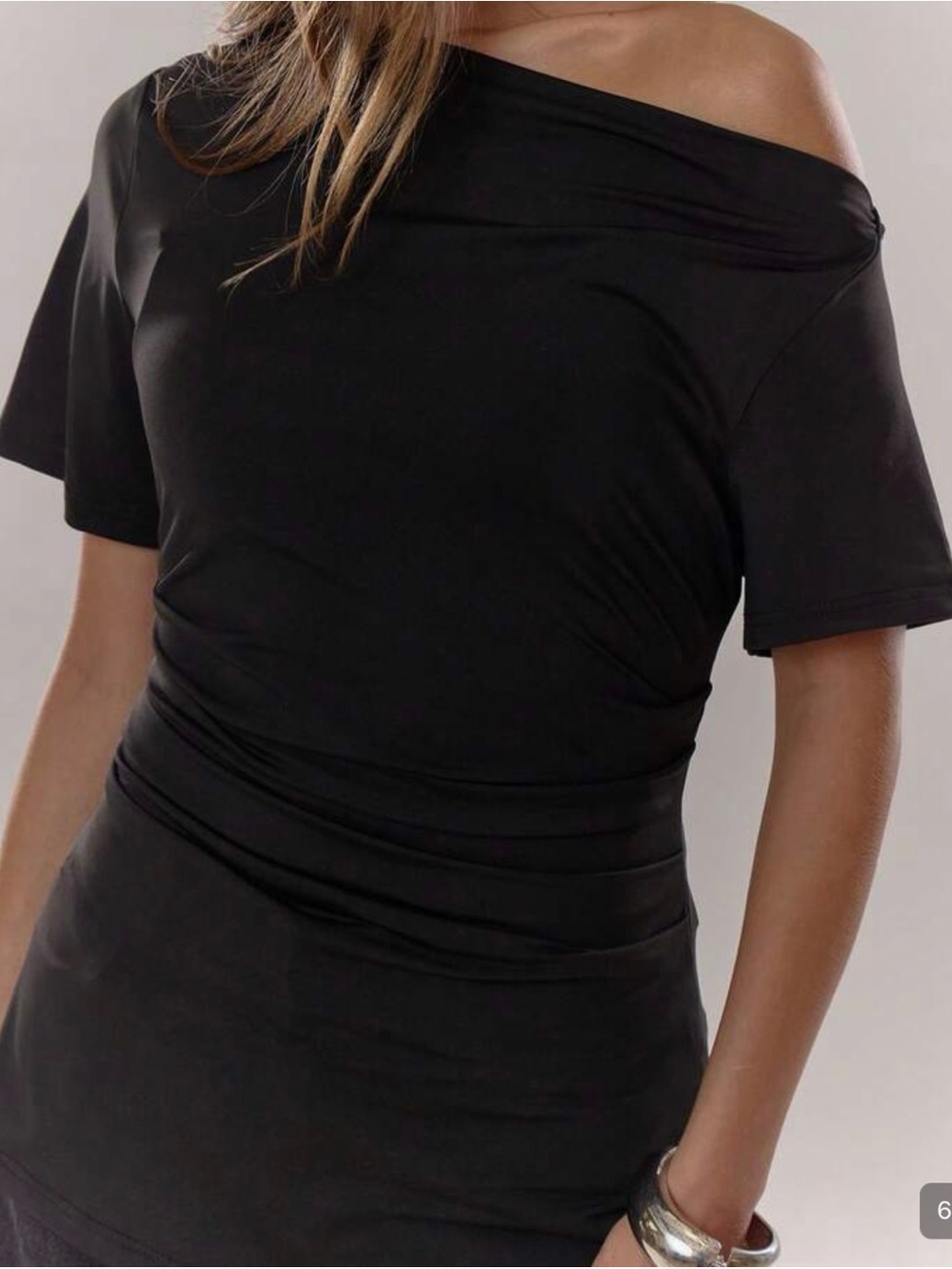 Muse Black Draped Cowl Neck Short Sleeve Top